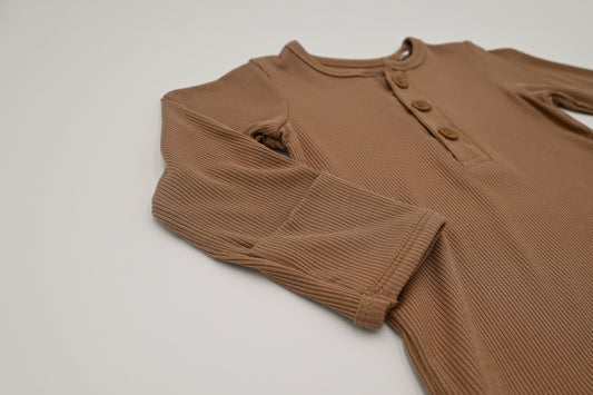 Long Sleeve Ribbed Bodysuit - Mocha