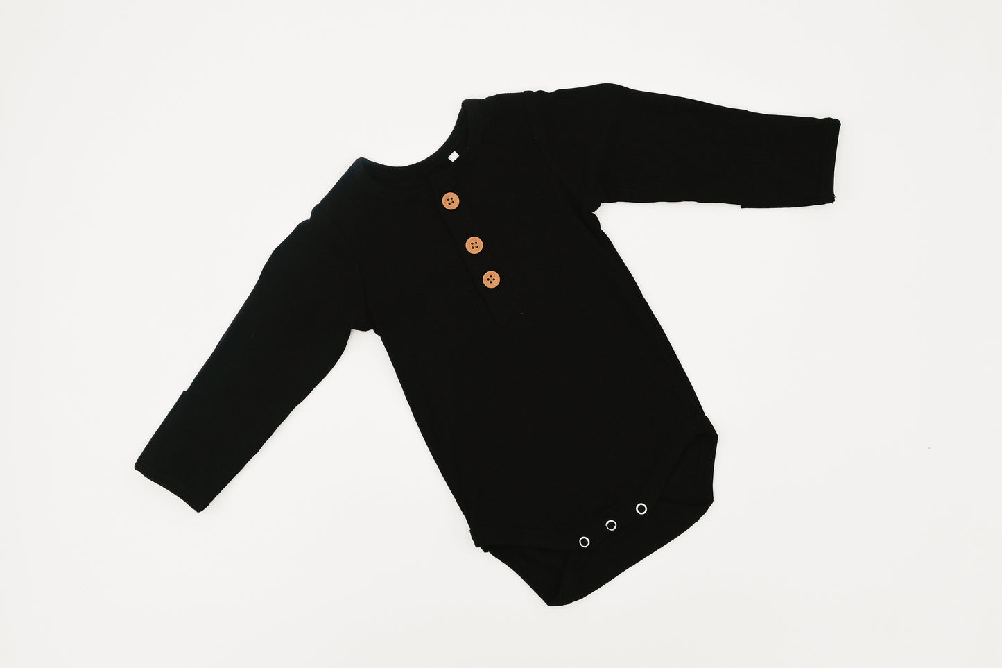 Long Sleeve Ribbed Bodysuit - Black