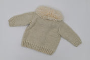 Fur Collar Natural Cardigan Sweater