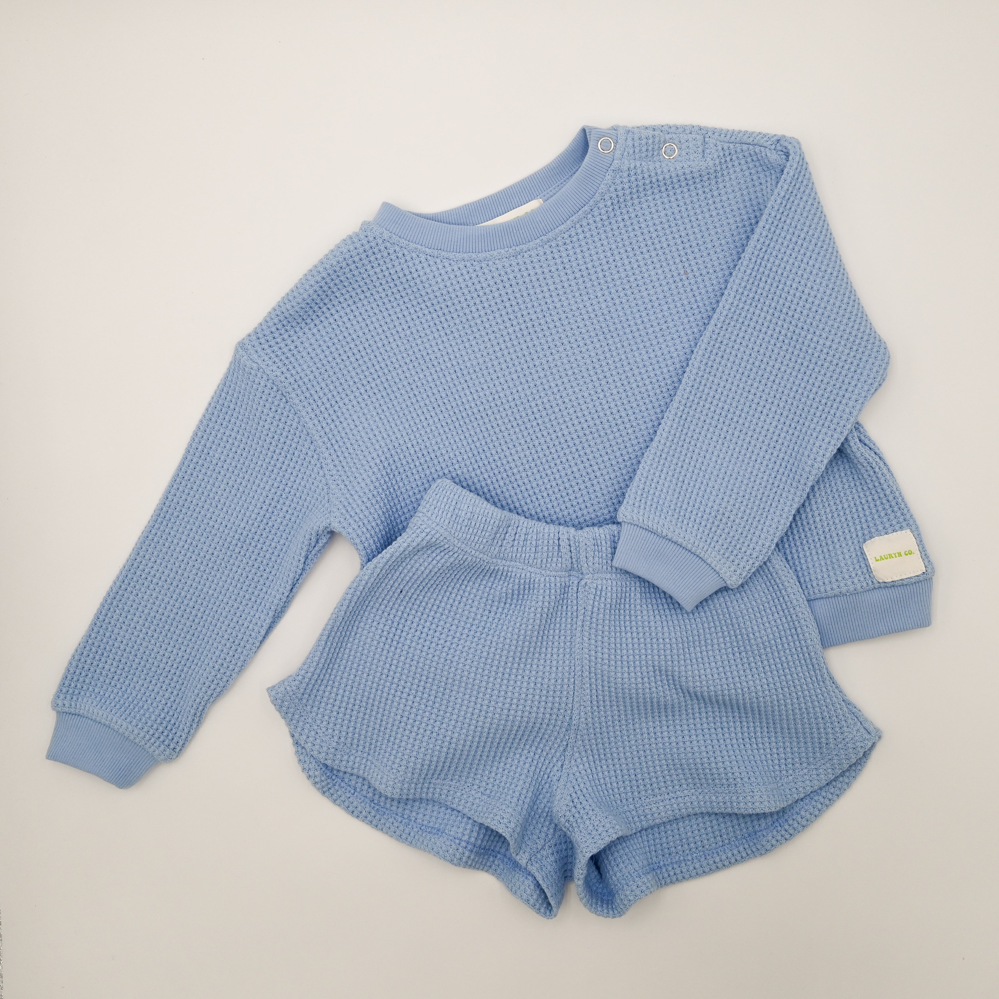 Toddler Long Sleeve Waffle Set - Sky Blue