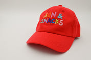 "Sun & Snacks" Kids Cotton Dad Cap - Red