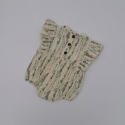Muslin Romper Flutter Sleeve - Ivory Vines