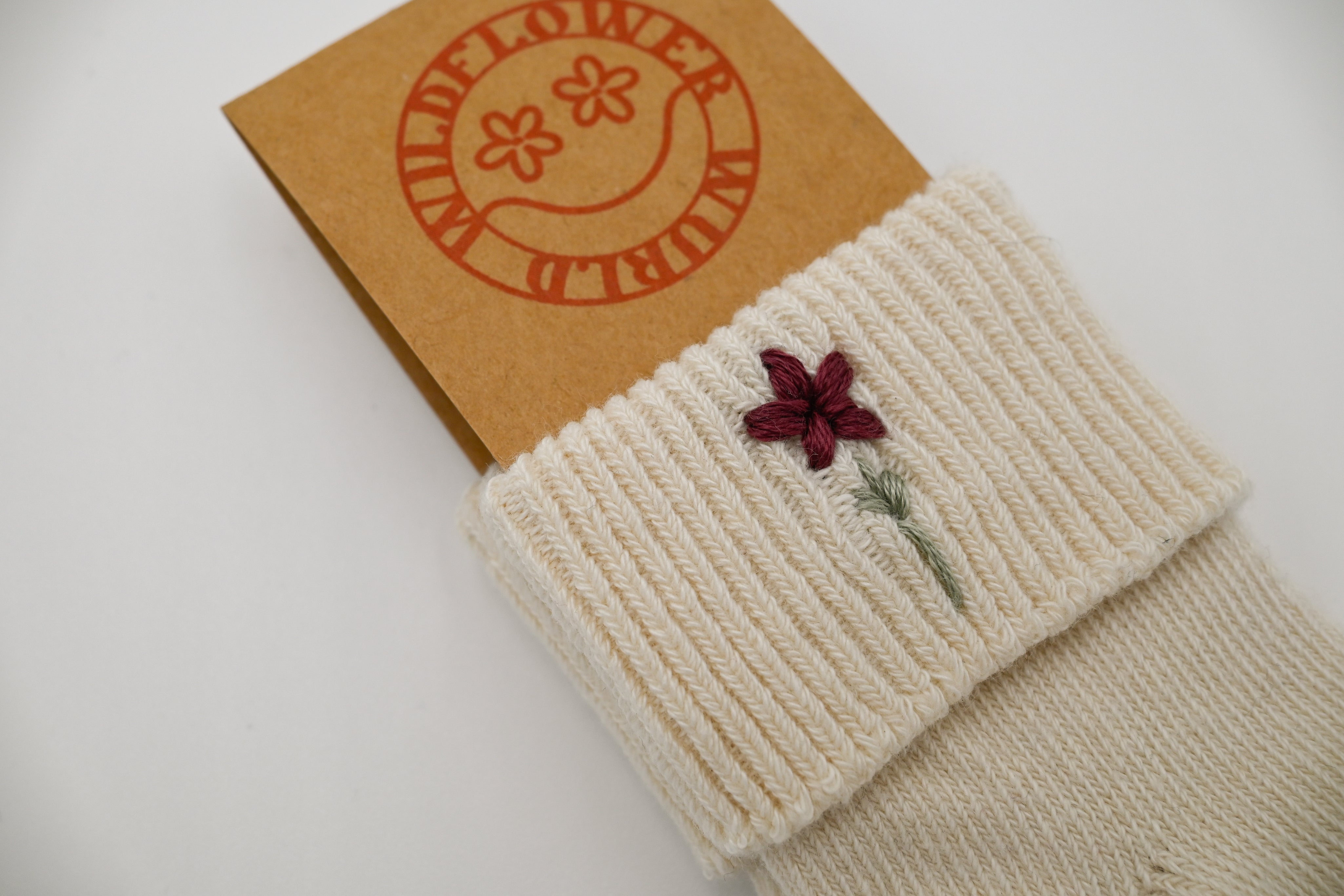 Flower Power Infant Socks - Hand Embroidered by Wildflower Wurld
