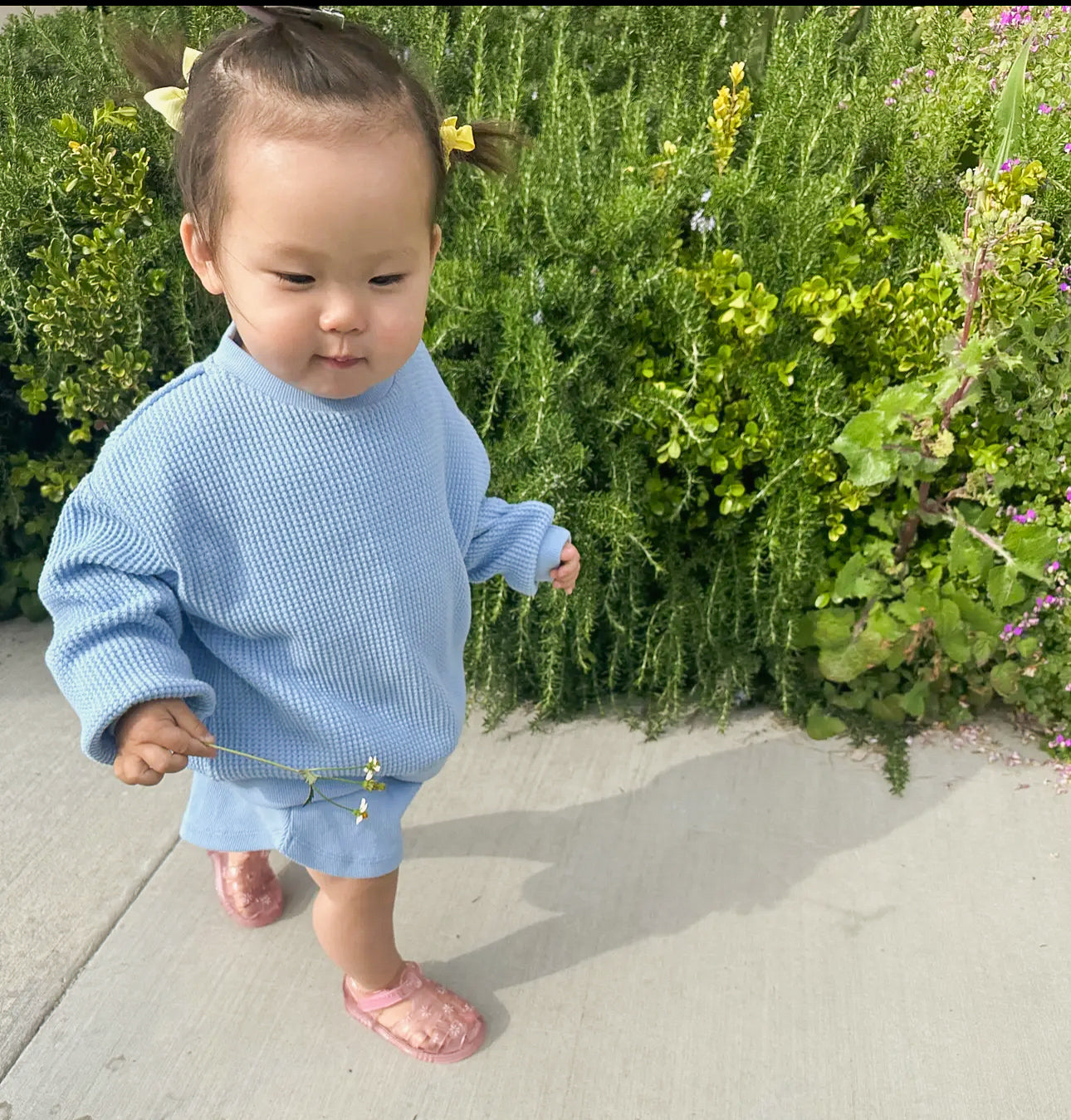 Toddler Long Sleeve Waffle Set - Sky Blue