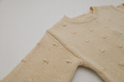 Organic Knit Sweater- Cream Pom
