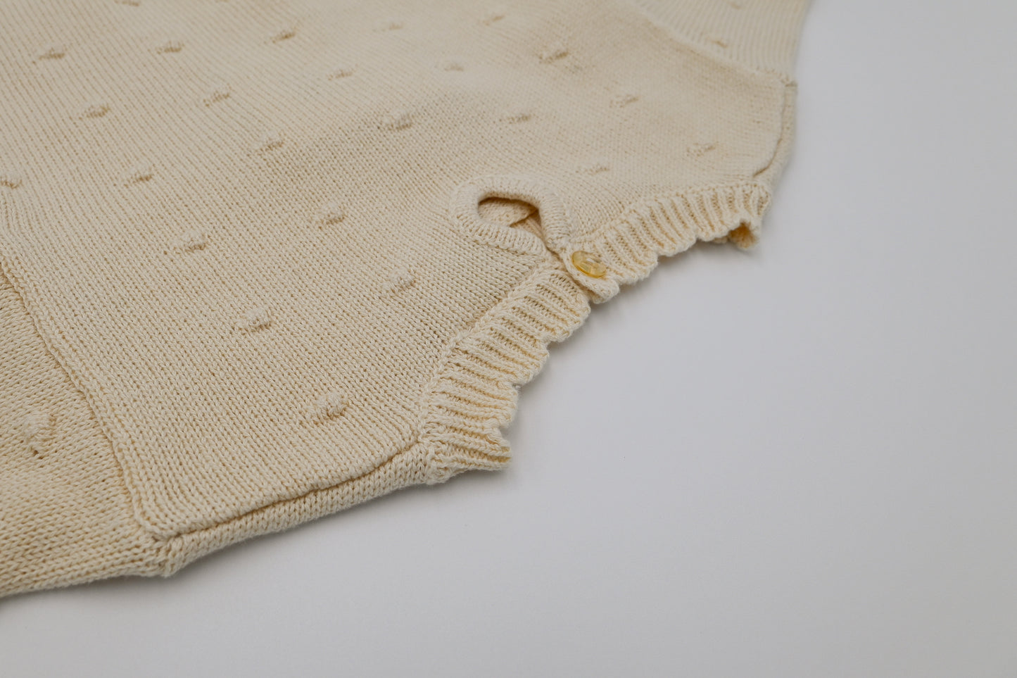 Organic Knit Sweater- Cream Pom