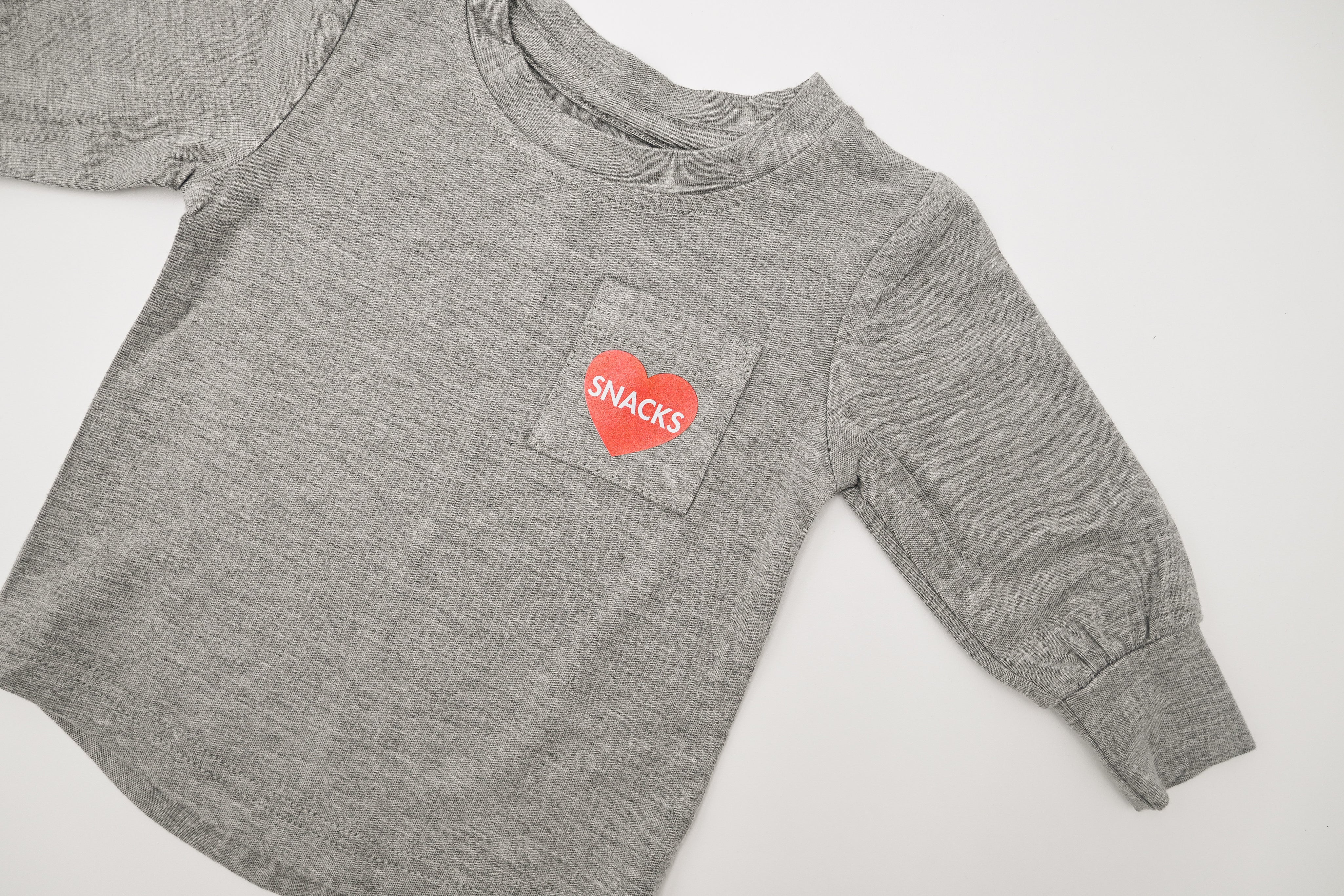Long-Sleeve Bamboo Pocket Tee - Snack Heart