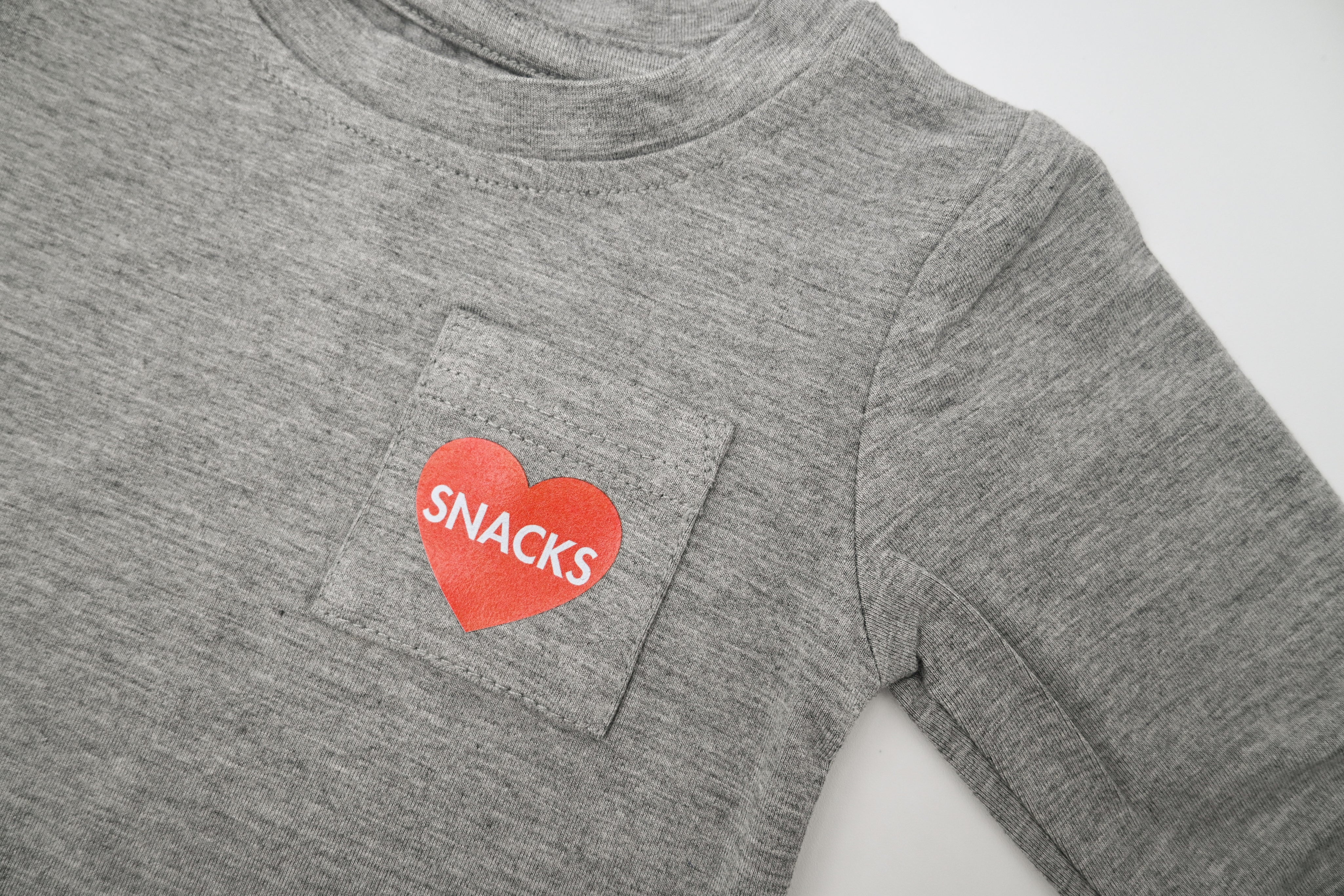 Long-Sleeve Bamboo Pocket Tee - Snack Heart