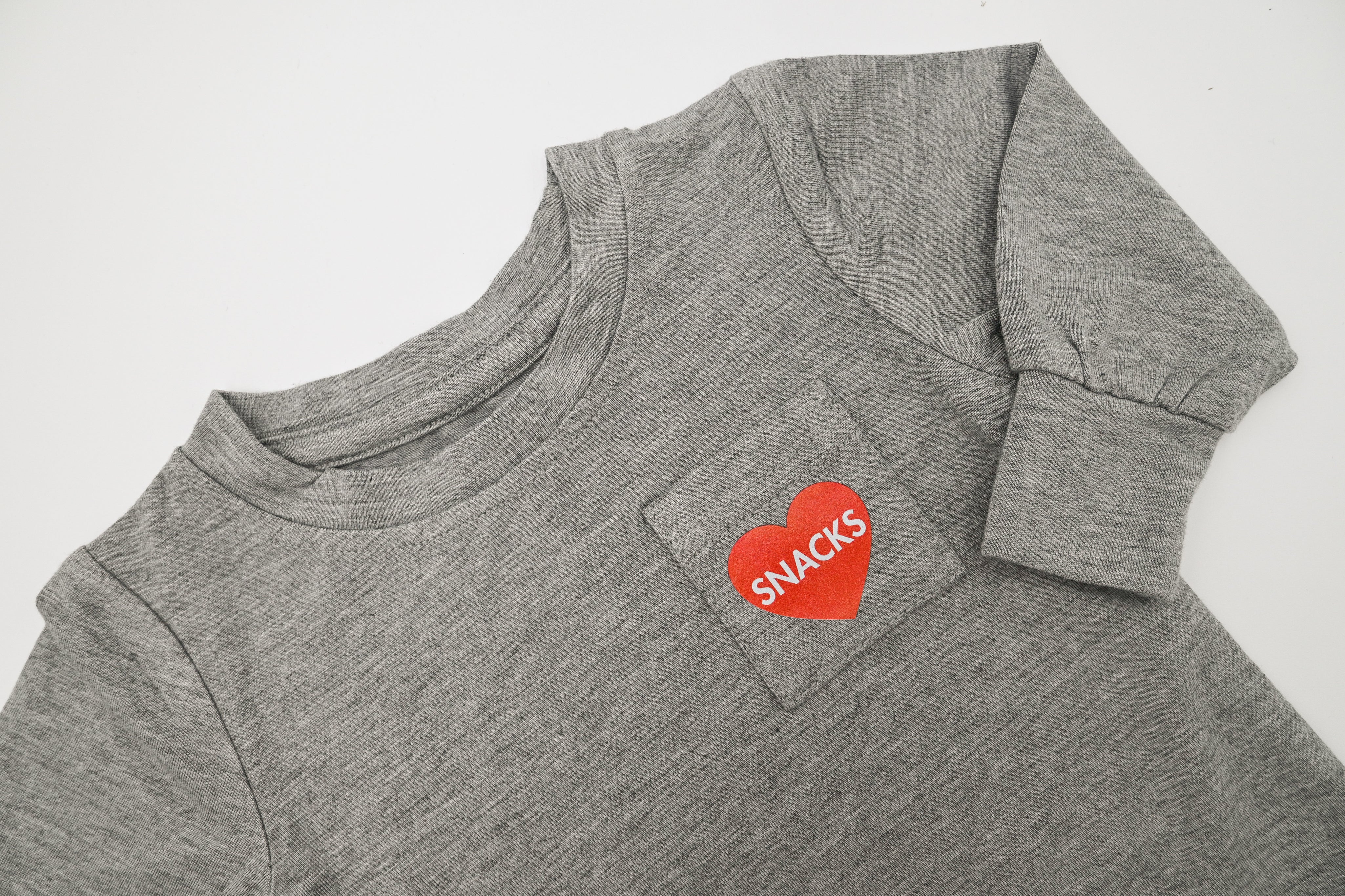 Long-Sleeve Bamboo Pocket Tee - Snack Heart