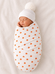 Organic Pointelle Swaddle - Pumpkins