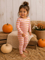 Organic Two Piece Pajama Set - Pink Pumpkins