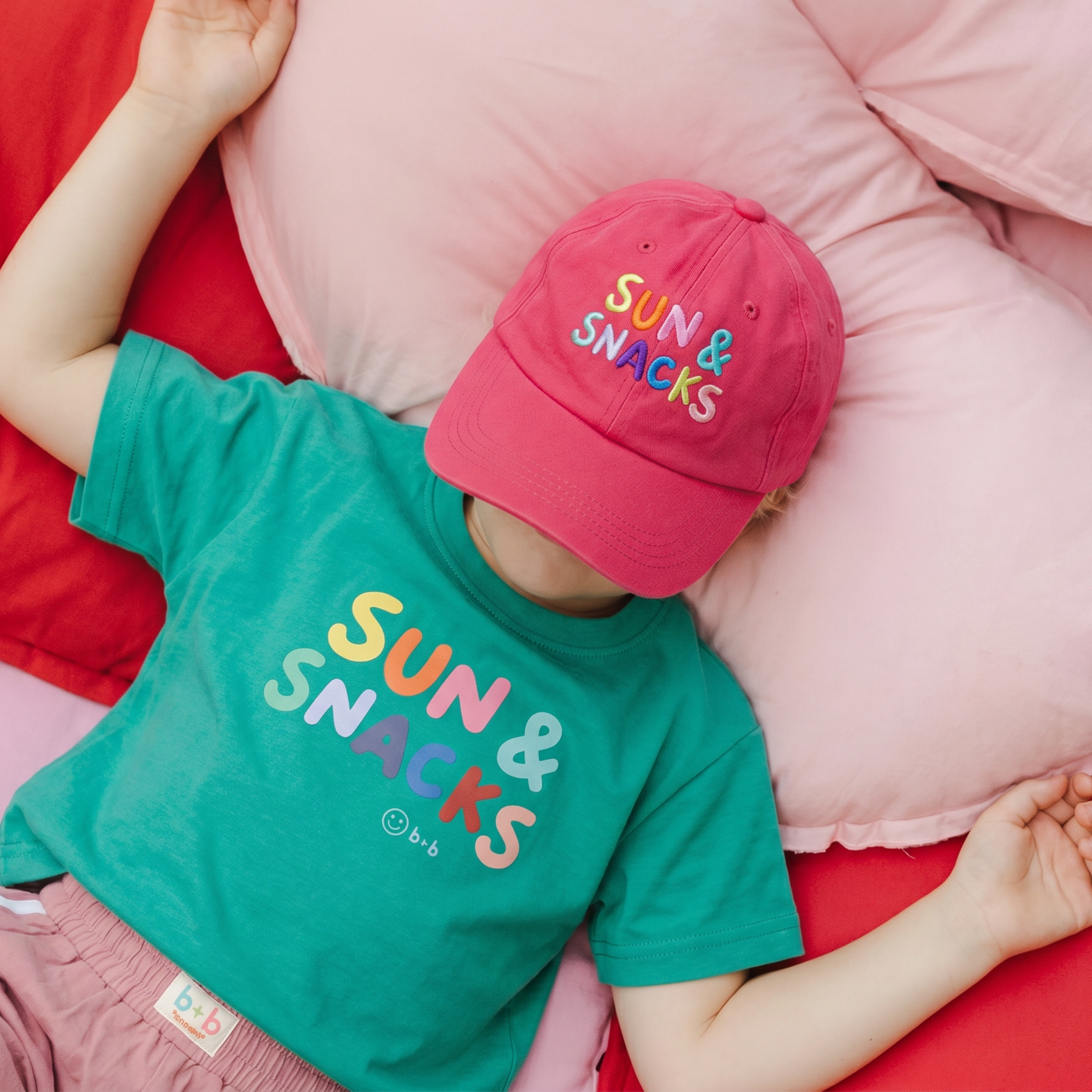 "Sun & Snacks" Kids Cotton Dad Cap - Red