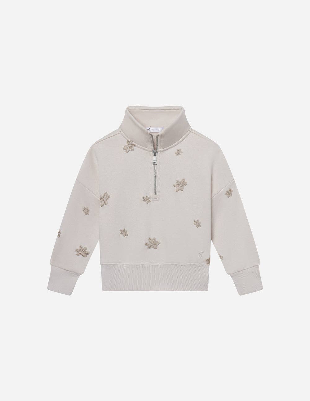 Cream Floral Half-Zip - Youth